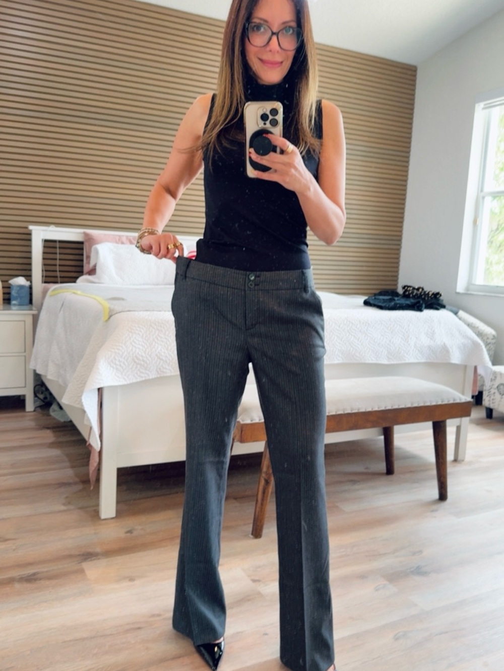 Esprit Gray Pinstripe Bootcut Trousers